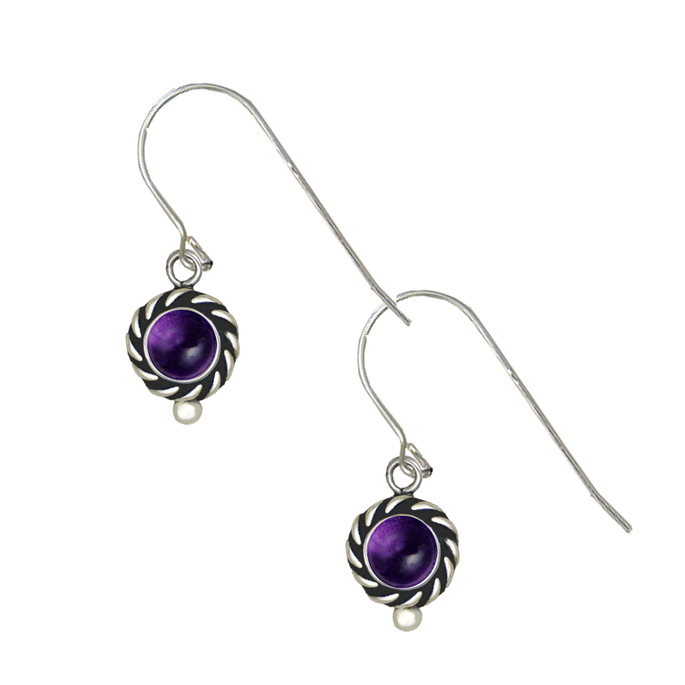 Sterling Silver Little Amethyst Gemstone Drop Dangle Earrings